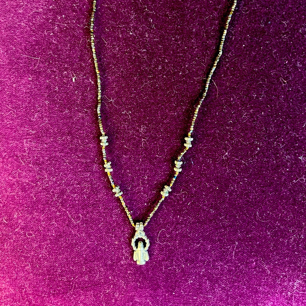 Handmade Blessed Mother beaded necklace